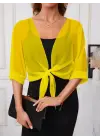 Kadın Truvakar Kollu önden Bağlamalı Kısa şifon Bolero Ceket