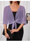 Kadın Truvakar Kollu önden Bağlamalı Kısa şifon Bolero Ceket