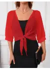 Kadın Truvakar Kollu önden Bağlamalı Kısa şifon Bolero Ceket