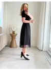 Kadın Tül Etekli Viskon Elbise