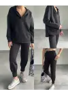 Kadın Kapüşonlu V Yaka Eşofman Takımı