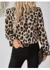 Çarpıcı Leopar Desenli Süprem Bluz