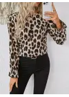 Çarpıcı Leopar Desenli Süprem Bluz