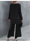 Kadın Uzun Kollu Asimetrik Detaylı Salaş Sandy Bluz Ve Pantolon Ikili Takım