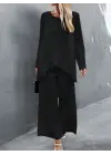 Kadın Uzun Kollu Asimetrik Detaylı Salaş Sandy Bluz Ve Pantolon Ikili Takım