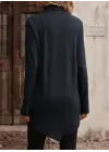 Kadın Uzun Kollu Balıkçı Yaka Asimetrik Kesim Detaylı Antrasit Yün Viskon Bluz