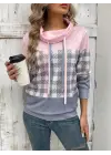 Kadın Uzun Kollu Balıkçı Yaka Bağcıklı Desenli şardonlu Dalgıç Bluz