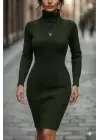 Kadın Uzun Kollu Balıkçı Yaka Kısa Triko Elbise