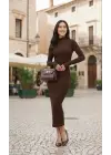 Kadın Uzun Kollu Balıkçı Yaka Midi Boy Elbise
