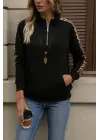 Kadın Uzun Kollu Balıkçı Yaka önden Fermuarlı Polar Bluz