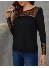Omarı Şık Kadın Dantel Detaylı Uzun Kollu Bluz