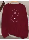 Kadın Uzun Kollu Bisiklet Yaka Desenli Viskon Bluz