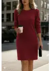 Kadın Uzun Kollu Bisiklet Yaka Iki Iplik Elbise