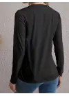 Kadın Uzun Kollu Bisiklet Yaka Kalp Desenli Bluz