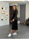Kadın Uzun Kollu Bisiklet Yaka Midi Modal Elbise