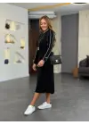 Kadın Uzun Kollu Bisiklet Yaka Midi Modal Elbise