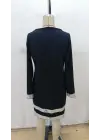 Kadın Uzun Kollu Bisiklet Yaka Mini Ithal Krep Elbise