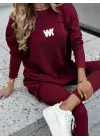 Kadın Uzun Kollu Bisiklet Yaka Nervurlu Viskon Iki Iplik Ve Tayt Pantolon Ikili Takım