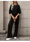 Kadın Uzun Kollu Bisiklet Yaka şardonlu Dalgıç Bluz Ve Pantolon Ikili Takım