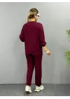 Kadın Uzun Kollu Bisiklet Yaka Viskon Iki Iplik Bluz Ve Pantolon Ikili Takım