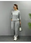 Kadın Uzun Kollu Bisiklet Yaka Viskon Iki Iplik Bluz Ve Pantolon Ikili Takım