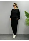 Kadın Uzun Kollu Bisiklet Yaka Viskon Iki Iplik Bluz Ve Pantolon Ikili Takım