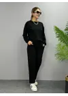 Kadın Uzun Kollu Bisiklet Yaka Viskon Iki Iplik Bluz Ve Pantolon Ikili Takım