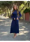 Trend Yandan Bağlamalı Uzun Modal Elbise