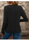 Kadın Uzun Kollu Cepli V Yakalı Viskon Iki Iplik Bluz