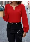 Kadın Uzun Kollu Damla Detaylı Ithal Krep Bluz