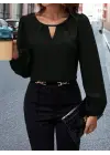 Kadın Uzun Kollu Damla Detaylı Ithal Krep Bluz