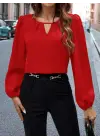 Kadın Uzun Kollu Damla Detaylı Ithal Krep Bluz
