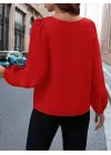 Kadın Uzun Kollu Damla Detaylı Ithal Krep Bluz