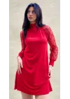 Kadın Uzun Kollu Damla Detaylı Sandy Mini Elbise