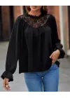 Kadın Uzun Kollu Dantelli Salaş Sandy Bluz