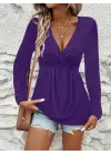 Kadın Uzun Kollu Dekolteli Sarmal Detaylı Viskon Bluz