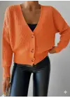 Kadın Uzun Kollu Düğme Detay Triko Bluz