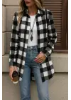 Kadın Uzun Kollu Ekoseli önden Düğmeli Dokuma Uzun Gömlek