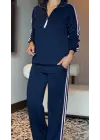 Kadın Uzun Kollu Fermuarlı Viskon Iki Iplik Bluz Ve Pantolon Ikili Takım