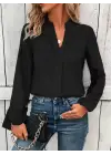Kadın Uzun Kollu Hakim Yaka Bluz