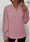 Kadın Uzun Kollu Hakim Yaka Kolları Dantel Detaylı Ithal Krep Bluz