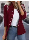 Kadın Uzun Kollu Hakim Yaka önden Düğmeli Kısa Atlas Ceket