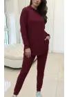 Kadın Uzun Kollu Kapşonlu Meloni Bluz Ve Pantolon Ikili Takım