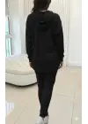 Kadın Uzun Kollu Kapşonlu Meloni Bluz Ve Pantolon Ikili Takım