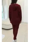 Kadın Uzun Kollu Kapşonlu Meloni Bluz Ve Pantolon Ikili Takım