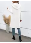 Kadın Uzun Kollu Kapşonlu önden Fermuarlı Midi Dalgıç Ceket