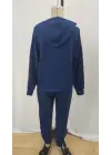 Kadın Uzun Kollu Kapşonlu Viskon Iki Iplik Bluz Ve Pantolon Ikili Takım