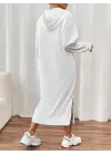 Kadın Uzun Kollu Kapüşonlu Yakası Açık Modal Elbise