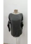 Kadın Uzun Kollu Kayık Yaka Triko Bluz