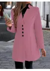 Kadın Uzun Kollu Kırlangıç Yaka önden Düğmeli Kısa Kaşe Kaban